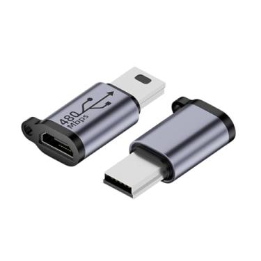 Imagem de JORINDO Pacote com 2 adaptadores mini USB para micro USB, micro USB fêmea para mini USB 2.0 macho, conector de conversão compatível com carregamento e sincronização de dados, controlador PS3 (mini USB