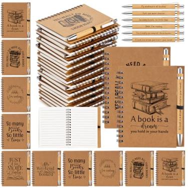 Imagem de Thenshop 12 conjuntos de presentes para amantes de livros, incluindo caneta de caderno espiral inspiradora para bibliotecário, clube de livros, presente de Natal, diário de leitura para leitor, aluno