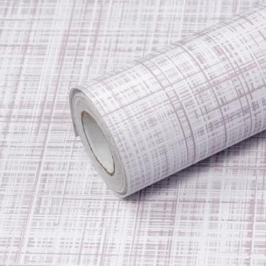 Imagem de Qianglive Papel de parede marrom claro para descascar e colar 43 cm x 3200 cm tecido em relevo texturizado papel de contato pano de grama removível papel de parede de vinil autoadesivo para banheiro