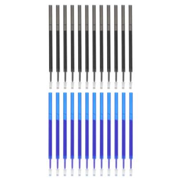 Imagem de PATIKIL Recargas de caneta de gel apagáveis, 24 peças de refil de canetas de tinta gel, caneta de clique de ponta fina de 0,5 mm, canetas retráteis para planejador, escrita e pintura, preta e azul