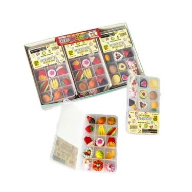 Imagem de 6 caixas – caixa de plástico para bolo fofo conjunto de frutas, artigos de papelaria para exames de estudante para sala de aula – estilo aleatório