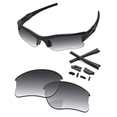 Imagem de PapaViva Lentes de reposição e kits de borracha para óculos de sol Oakley Flak Jacket XLJ OO9009 63 mm, Gradiente cinza, Flak Jacket XLJ