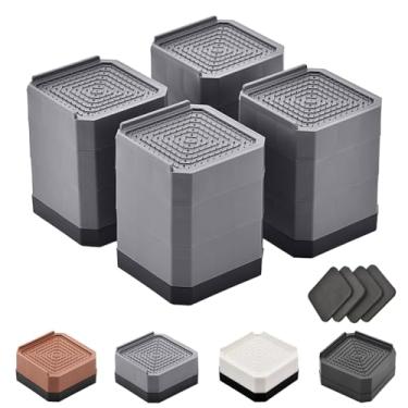 Imagem de EclatBain Elevadores de cama elevadores de móveis resistentes retangulares ajustáveis elevam para mesa de 7,6 cm e 11,9 cm, sofá, pernas de cadeira, geladeira, máquina de lavar com suporte de até