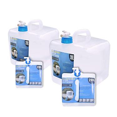 Imagem de Recipiente de água dobrável sem BPA com Spigot, jarro de armazenamento de água para acampamento para mochila de caminhada ao ar livre e kit de sobrevivência, cantil portátil dobrável 1,3/2,6/3,9/5,3 galão, 20020, Pacote com 2, 5.3 Gallon