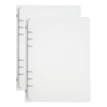 Imagem de PATIKIL Capa de fichário A5, 2 peças de PP 6 anéis, protetor de fichário de folhas soltas, capa de fichário de anel redondo, recarregável, fichário fosco espesso para pasta de caderno de reuniões,
