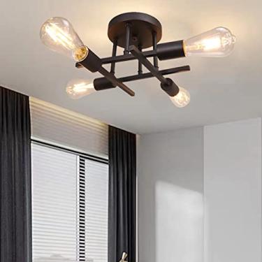 Imagem de Higufyier Luminária de teto moderna, lustre Sputnik, iluminação pendente industrial vintage de meados do século para sala de estar, quarto, cozinha, sala de jantar, casa de fazenda