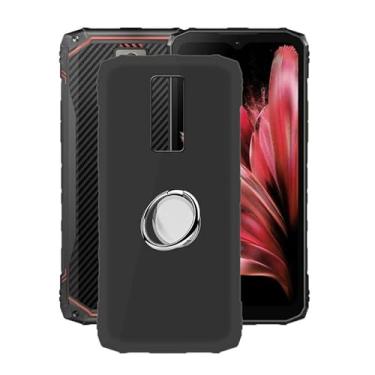Imagem de YQINHHME Capa de telefone para Doogee Blade10 Pro (6,5 polegadas) Capa com suporte de anel de dedo de rotação de 360 graus, capa de silicone macio preto [ultrafino X à prova de choque] para Doogee