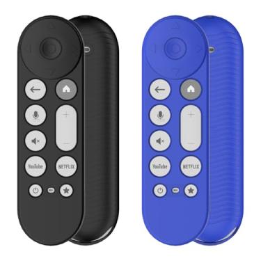 Imagem de [Pacote com 2] Capa de silicone para controle remoto AGENTNANO para Google TV Streamer 4K, capa protetora para controle remoto Google TV Streamer 4K com cordão | Antiderrapante/à prova de choque