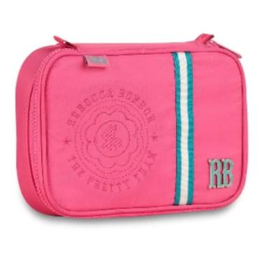 Imagem de Rebecca Bonbon Estojo Box Escolar Juvenil Rosa Listrado 22cm x 16cm x 6cm 2L 165g Zíper Sem Alça Poliéster Moderno Feminino Caixa