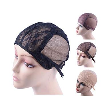 Imagem de (XL, black) - Double Lace Wig Cap for Making Wigs with Adjustable Straps on the Back Swiss Lace Hairnet (Black XL)