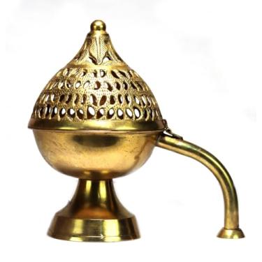 Imagem de Dhuni Cup Loban Burner Dhuna Carvão Incenso Sambrani/Benjoim Bakhoor Fumer Dhoop Dani Copos de carvão com difusor de aroma de latão puro (Dhuni-1)