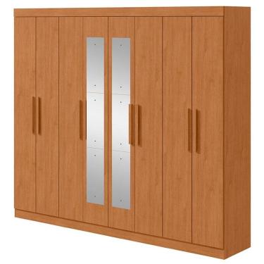 Imagem de Guarda Roupa Casal Andara Soft 8 Portas Amêndoa Clean com Espelho - Lopas
