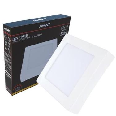 Imagem de Kit 5 Painel Plafon Quadrado Sobrepor 12w Branco Quente 3000k - Avant,