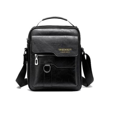 Imagem de TOKSHOP Bolsa Masculina De Ombro Couro PU Premium Crossbody Mensageiro Transversal Pequena (Preto)