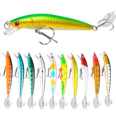 Imagem de Kit c/ 10 Iscas Artificial Pesca Tucunaré Robalo 8cm (cores sortidas)