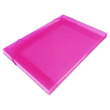Imagem de 10 Pastas Ofício c/ Elásticos 18mm Transparente Rosa - Polibras
