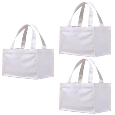 Imagem de Sacolas pequenas de lona personalizada mini bolsa de presente DIY artesanato em branco reutilizável sacolas granel - 25,4 cm x 17,8 cm x 15,2 cm, Bege