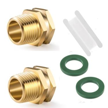 Imagem de RouLiPouLi Adaptador de mangueira de jardim de latão, 3/10.2 cm GHT fêmea x 3/10.2 cm NPT macho conector, 2 peças de adaptador GHT para NPT com 2 arruelas de borracha de 3/10.2 cm