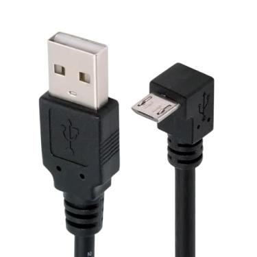 Imagem de JSER Cabo de carregamento de dados micro USB 2.0 tipo 5 pinos para USB 2.0 Tipo-A de 90 graus para baixo, 480 Mbps, para celular, tablet, câmera de computador (50 cm)