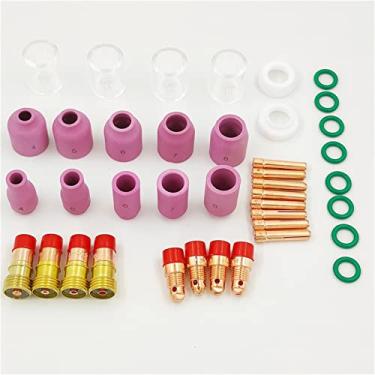 Imagem de Kit de copos de vidro para tocha de solda WP17/18/26 Tig Torch bocal de alumina pinça de tocha de soldagem Tig Pinças de lente de gás acessórios de soldagem cabeça de tocha (sem caixa)
