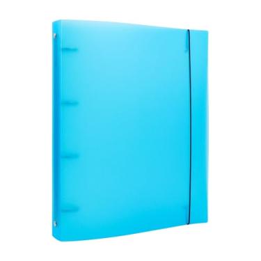 Imagem de BAOFALI Capa para fichário A4 com 4 argolas, transparente, PVC macio para notebook recarregável, com superfície fosca para armazenamento de carimbos e matrizes (azul