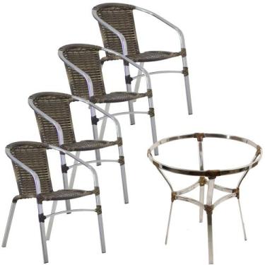 Imagem de Conjunto de 6 Cadeiras e Mesa Floripa em Alumínio Trama Original - Tra