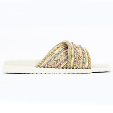 Imagem de Papete Feminina Tiras Cruzadas Brilhante Rasteirinha Casual - Lala Fas