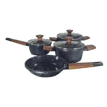 Imagem de Jogo De Panelas 4 Peças Aluminio Cozinhar Almoço Janta Arroz - Hauskra