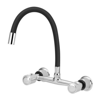Imagem de Torneira Misturador Gourmet Flexível Preto Cozinha Parede - Modelar