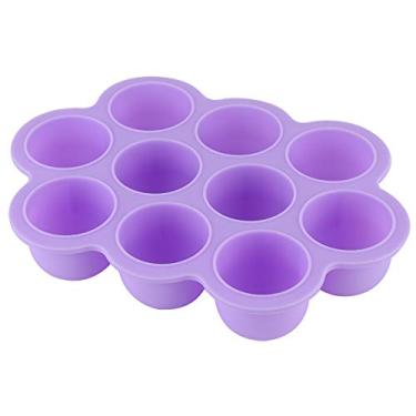 Imagem de Bandeja do Congelador de Alimentos de Silicone 10 Buracos Recipiente Reutilizável Com Tampa para Alimentos para Bebês Caseiros Com Ovos de Assadeira (Roxo)