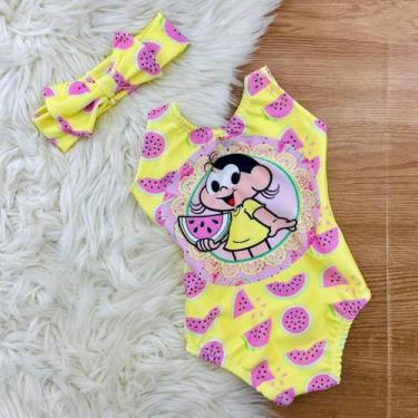 Imagem de Body Maio Suplex  Infantil Temático Melancia Magali Amarela/Rosa - Joa