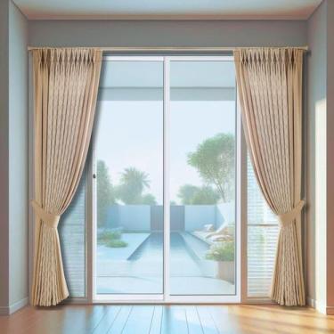 Imagem de Porta de Correr de Aluminio 210x160cm 2 Folhas Moveis e 1 Folha Fixa -