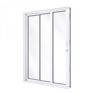 Imagem de Porta de Alumínio de Correr 215x150cm 3 Folhas com Vidro Lucasa Alumín