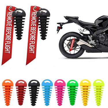 Imagem de 1,5 cm - 3,8 cm, 2 peças de plugue de lavagem silenciador para motocicleta Dirt Bike 2 tempos silenciador de escape de borracha com chaveiro etiqueta para remover antes de iniciar o motor preto