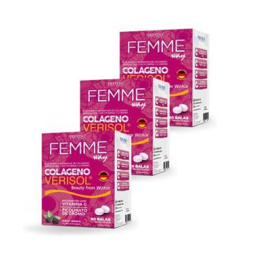Imagem de Kit 3 Colageno Verisol Femme Way 180 Balas Prevent Pharma