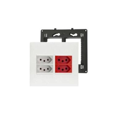 Imagem de Conjunto 4x4 + Suporte 4x4 + 4 Mods Tomada 20A Pial Plus+ - Legrand