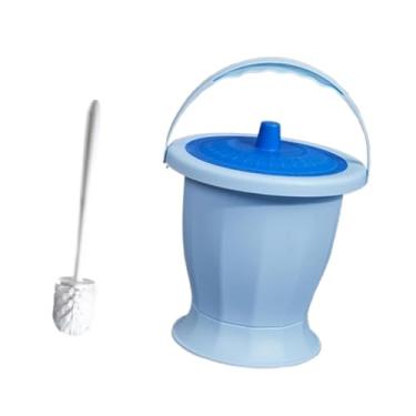 Imagem de harayaa Potão de câmara com tampa, vaso de urinol portátil, garrafa de câmara de cama de urinol, xixi com potty para a cabeceira, viajar, Azul