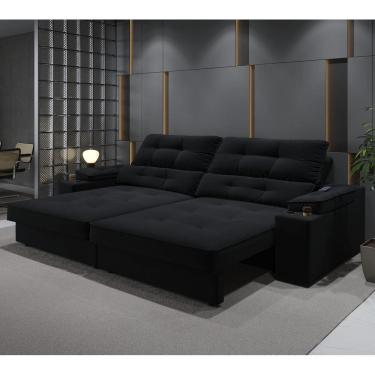 Imagem de Sofá Santiago 2,30m (L) com Carregador USB e Porta Copos Retrátil e Reclinável