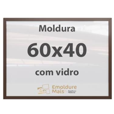 Imagem de Moldura 60x40 Marrom Com Vidro, para Quadros Decorativo para sala, quarto, escritório, poster, casa, fotos, Certificados, Diplomas, Alvara Porta Retrato.