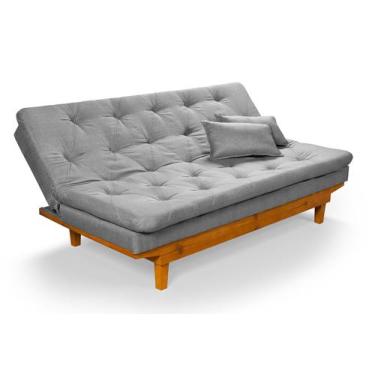 Imagem de Sofá Cama Caribe em Linho Base Madeira Essencial Estofados,  Cinza