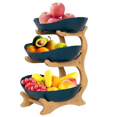 Imagem de Fruteira de Mesa, Fruteira de ‎Plástico, Bandeja de Lanche Leve Multicamadas, Para Cozinha, Sala de Estar, Mesa de Centro (Verde)