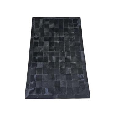 Imagem de Tapete De Couro Natural Legítimo Costurado 1,50 x 1,00 M (Preto Bordas)