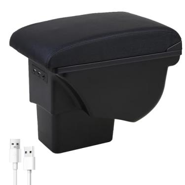 Imagem de YJYWZH Caixa de armazenamento de apoio de braço de carro para modelos KIA Soul 2010-2013, caixa de armazenamento central de camada dupla organizadora interior console central de mão com 3 portas USB
