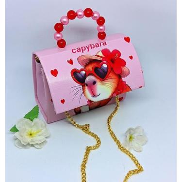 Imagem de Bolsa Infantil Mini Bag  Alça Mão Pérola Bolsinha Meninas Desenho Anim