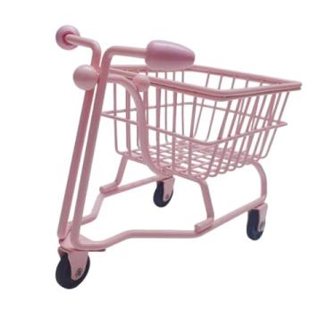 Imagem de IEUDNS Carrinho de compras em miniatura Crianças empurram carrinho de brinquedo Decoração de mesa Organizador de escritório Creative Desktop Organizer, Rosa
