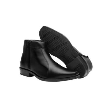 Imagem de Bota Masculina Cano Médio Com Zíper Lateral Confortável Cor Preto - Be