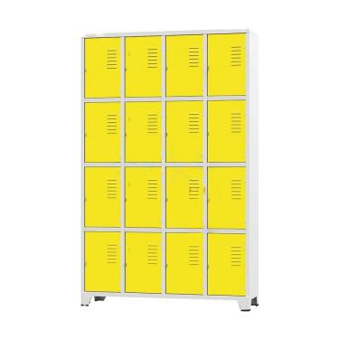 Imagem de Armário Roupeiro De Aço Para Vestiário 16 Portas Locker Amarelo
