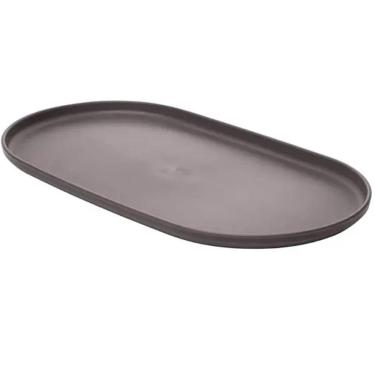 Imagem de Travessa Oval Bambu Plástico 38x21cm Prato Bandeja Servir Petisco Salgados Lines Lyor