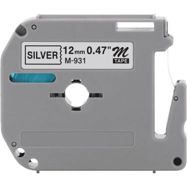 Imagem de Fitas Compatível Etiquetador Brother Cor Prata Etiqueta M-K931 MK931 12mm x 8m