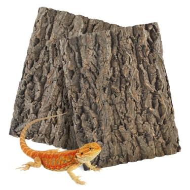 Imagem de MUYG 2 peças de fundo de casca de cortiça de réptil, fundo de terrário de madeira de cortiça natural, 39 x 29 cm, fundo de terrário, dragão, barbudo, para decoração de parede para lagarto, lagartixa